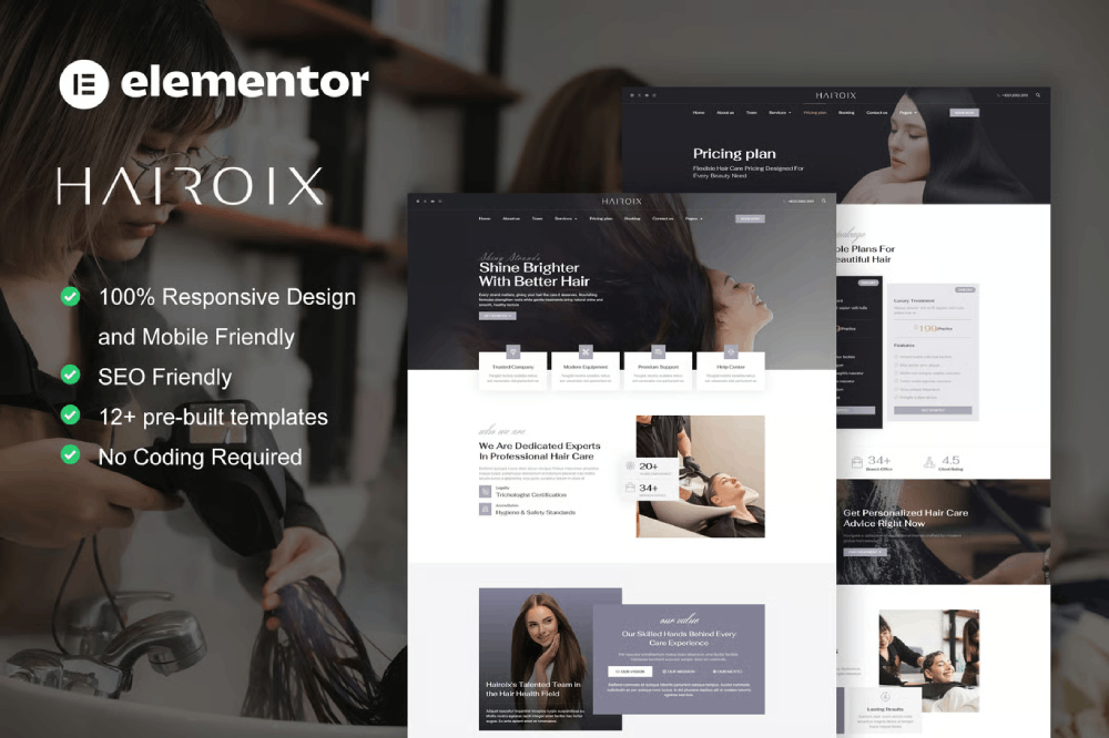 Hairoix - Template kit for hair care Elementor Template Kit 1 Hairoix - Template kit for hair care Elementor Template Kit Cover