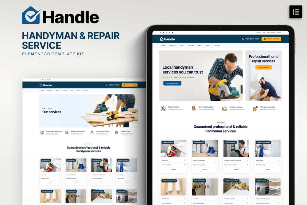 Handle - Handyman & Repair Service Elementor Template Kit 1 Handle - Handyman & Repair Service Elementor Template Kit, Elementor Template Kit, Handle Elementor Template Kit - Free Download