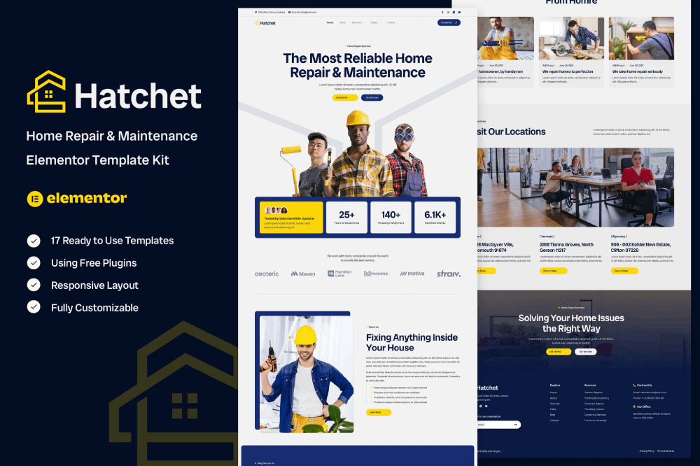 Hatchet - Home Repair & Maintenance Elementor Template Kit 1 Hatchet - Home Repair & Maintenance Elementor Template Kit, Elementor Template Kit, Hatchet Elementor Template Kit - Free Download