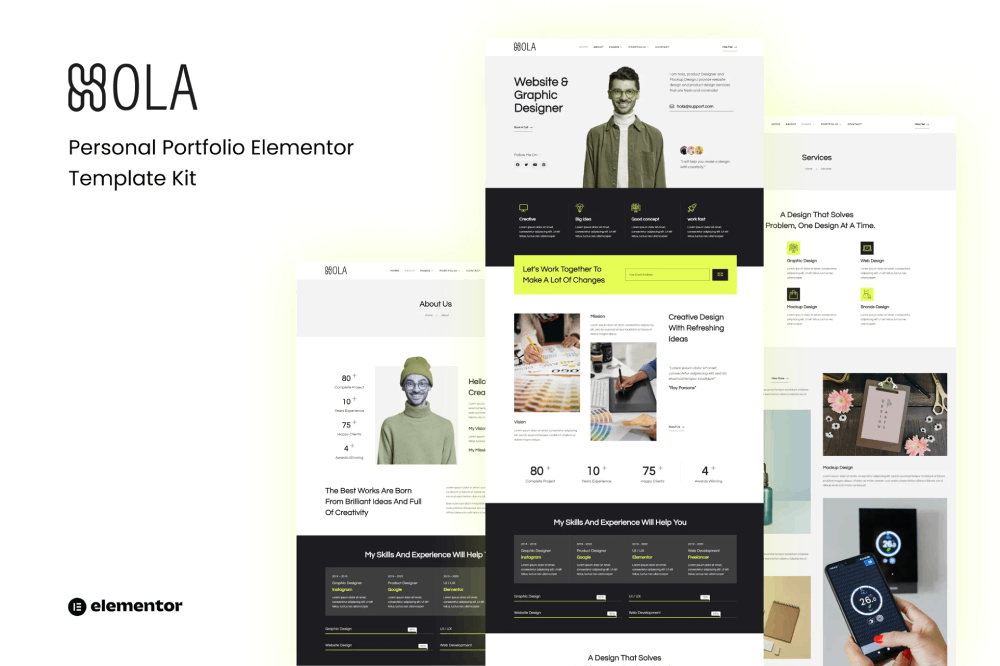 Hola – Personal Portfolio Elementor Template Kit 1 Hola – Personal Portfolio Elementor Template Kit, Elementor Template Kit, Hola Elementor Template Kit - Free Download