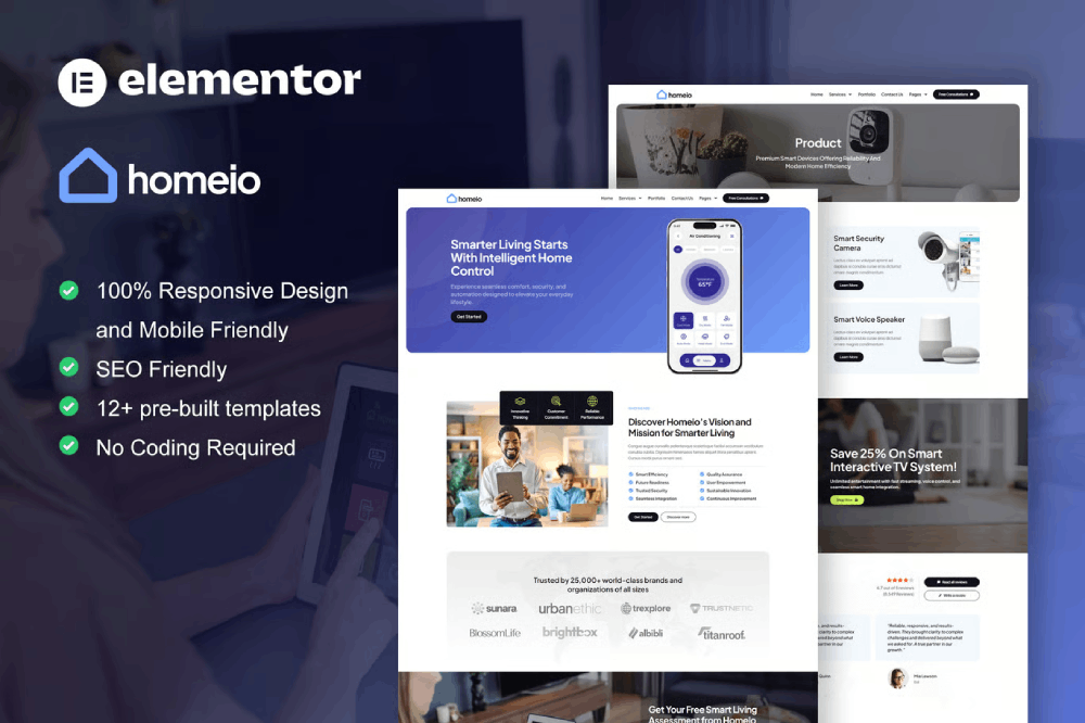 Homeio - Template kit for Smart Home Automation Elementor Template Kit 1 Homeio - Template kit for Smart Home Automation Elementor Template Kit Cover