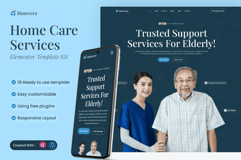 Homvera - Home Care Services Elementor Template Kit 1 Homvera - Home Care Services Elementor Template Kit Cover