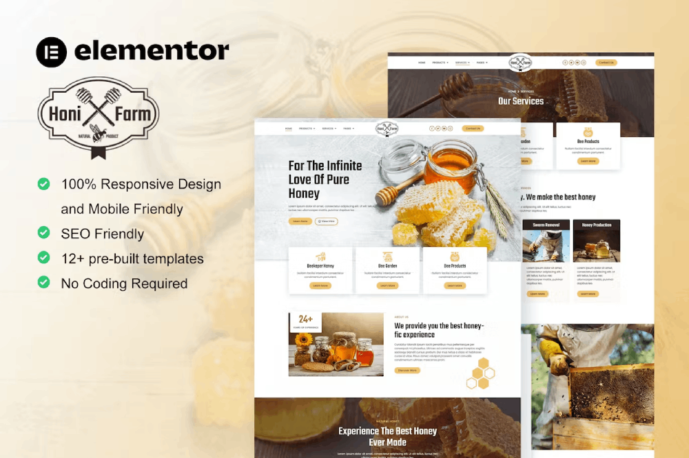 HoniFarm - Template Kit for Honey Bee Farm Elementor Template Kit 1 HoniFarm - Template Kit for Honey Bee Farm Elementor Template Kit, Elementor Template Kit, HoniFarm Elementor Template Kit - Free Download