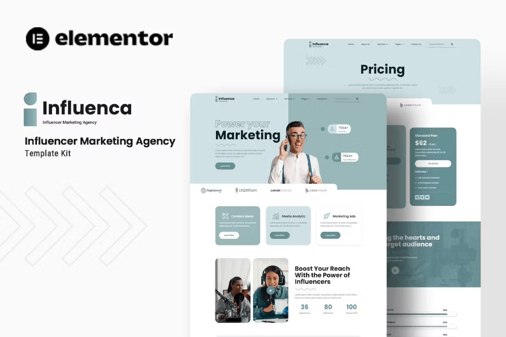 Influenca Elementor Template Kit 1 Influenca Elementor Template Kit, Elementor Template Kit, Influenca Elementor Template Kit - Free Download