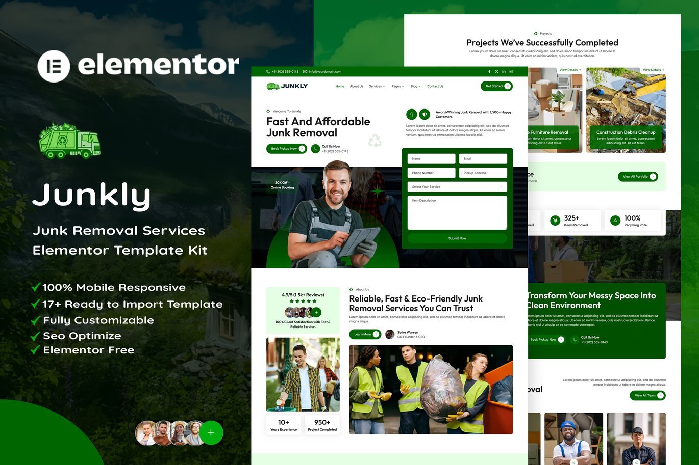 Junkly - Junk Removal Services Elementor Template Kit 1 Junkly - Junk Removal Services Elementor Template Kit Cover