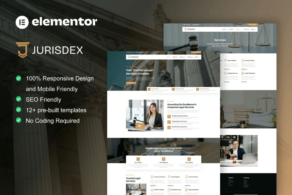 Jurisdex - Template kit for Attorney Law Firm Elementor Template Kit 1 Jurisdex - Template kit for Attorney Law Firm Elementor Template Kit Cover