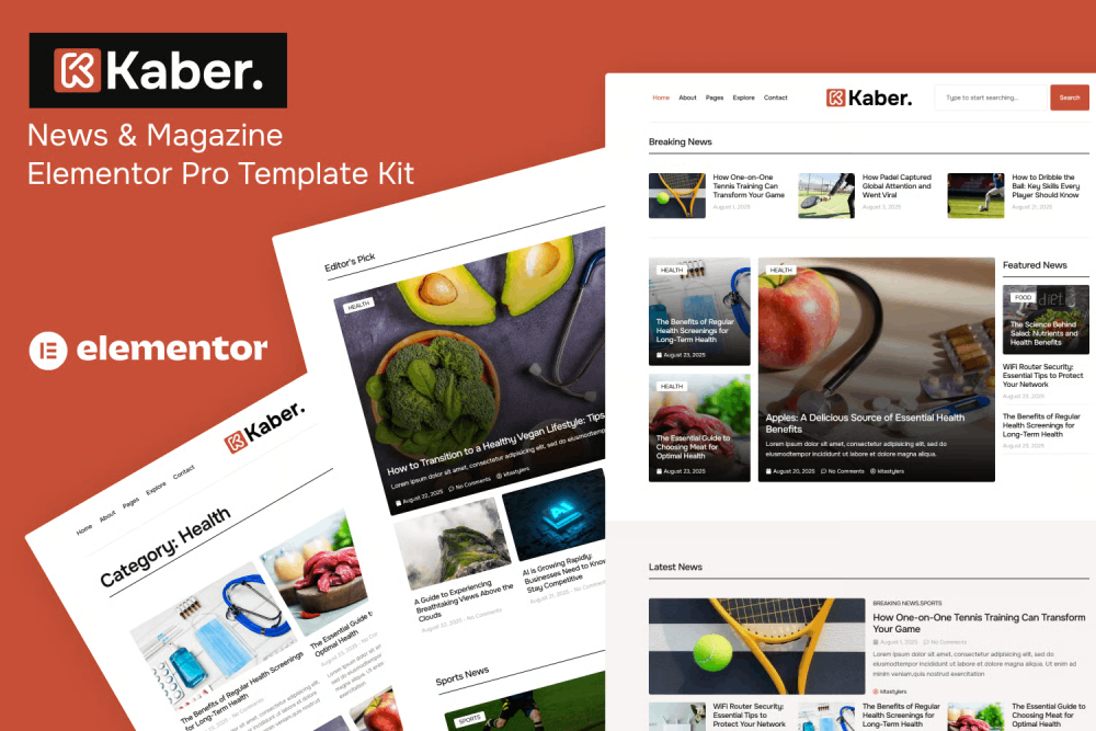 Kaber - News & Magazine Elementor Pro Template Kit Elementor Template Kit 1 Kaber - News & Magazine Elementor Pro Template Kit Elementor Template Kit Cover