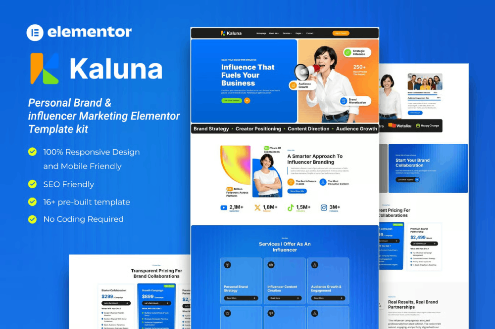 Kaluna - Personal Brand & influencer Marketing Elementor Template kit Elementor Template Kit 1 Kaluna - Personal Brand & influencer Marketing Elementor Template kit Elementor Template Kit Cover