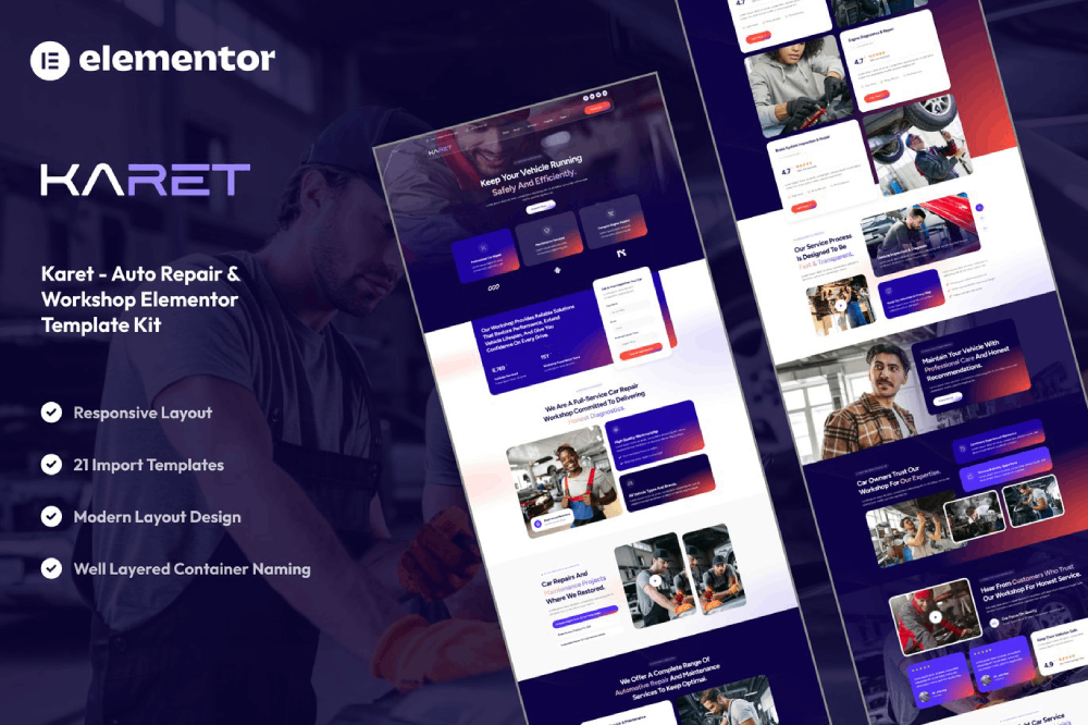 Karet - Auto Repair & Workshop Elementor Template Kit 1 Karet - Auto Repair & Workshop Elementor Template Kit Cover