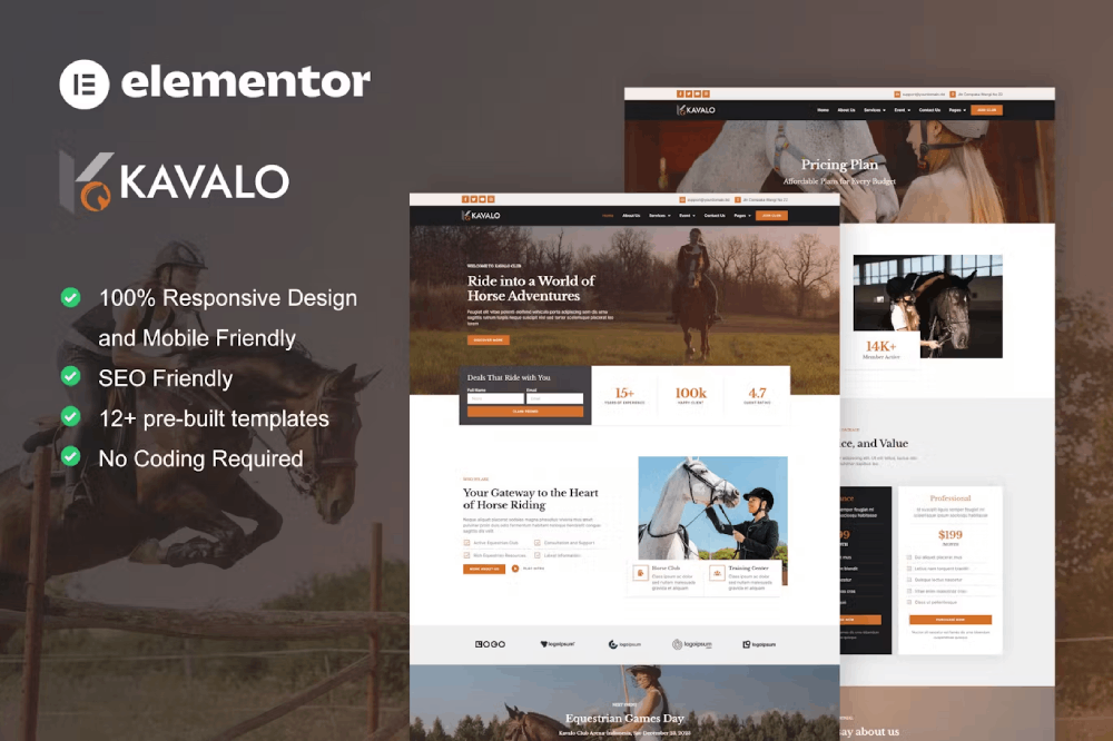 Kavalo - Template kit for Horse Riding Club Elementor Template Kit 1 Kavalo - Template kit for Horse Riding Club Elementor Template Kit, Elementor Template Kit, Kavalo Elementor Template Kit - Free Download