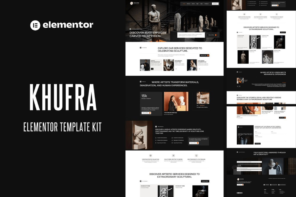 Khufra - Sculpture Exhibition Website Elementor Template Kit 1 Khufra - Sculpture Exhibition Website Elementor Template Kit Cover
