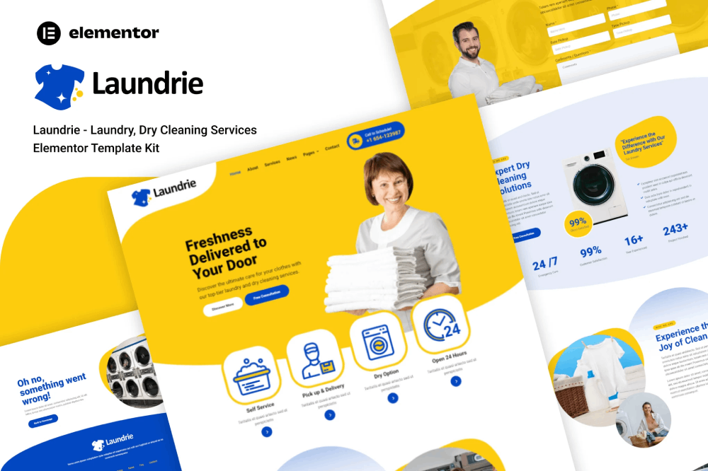 Laundrie - Laundry, Dry Cleaning Services Elementor Template Kit 1 Laundrie - Laundry, Dry Cleaning Services Elementor Template Kit, Elementor Template Kit, Laundrie Elementor Template Kit - Free Download