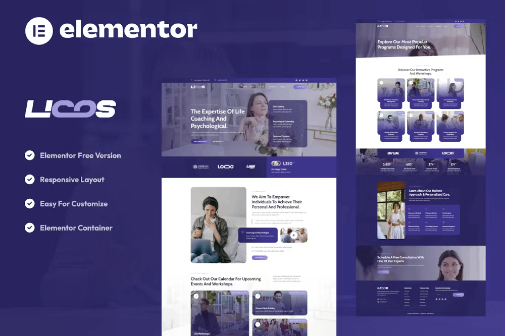 Licos - Life Coach & Psychologist Services Elementor Template Kit 1 Licos - Life Coach & Psychologist Services Elementor Template Kit, Elementor Template Kit, Licos Elementor Template Kit - Free Download