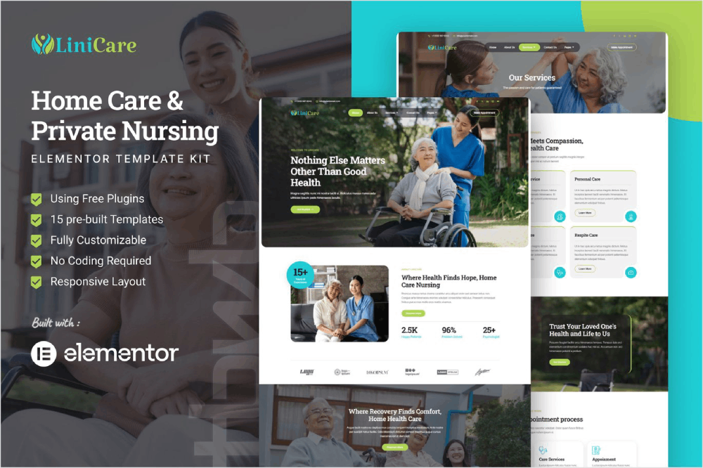 LiniCare - Elementor Template Kit for Home Care & Private Nursing 1 LiniCare - Elementor Template Kit for Home Care & Private Nursing Cover