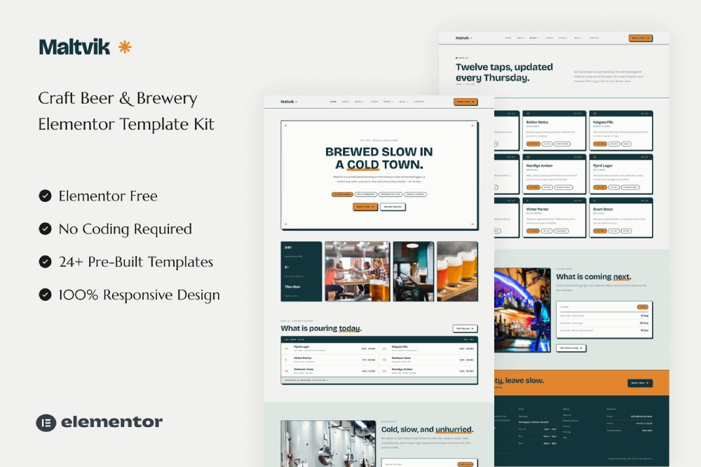 Maltvik - Craft Beer & Brewery Elementor Template Kit 1 Maltvik - Craft Beer & Brewery Elementor Template Kit Cover
