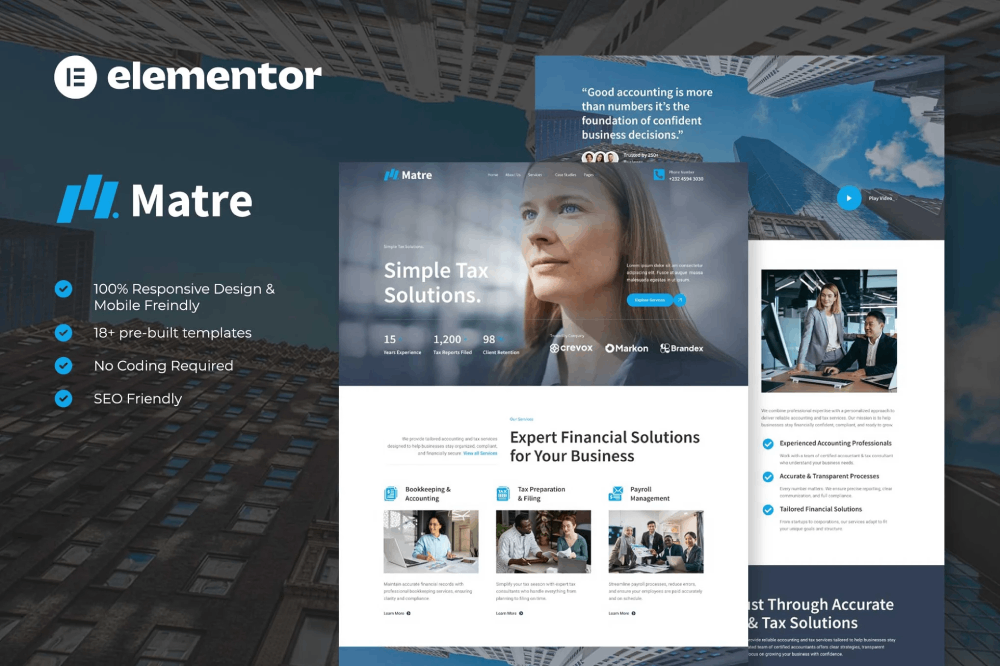 Matre - Accounting & Tax Services Elementor Template Kit 1 Matre - Accounting & Tax Services Elementor Template Kit Cover