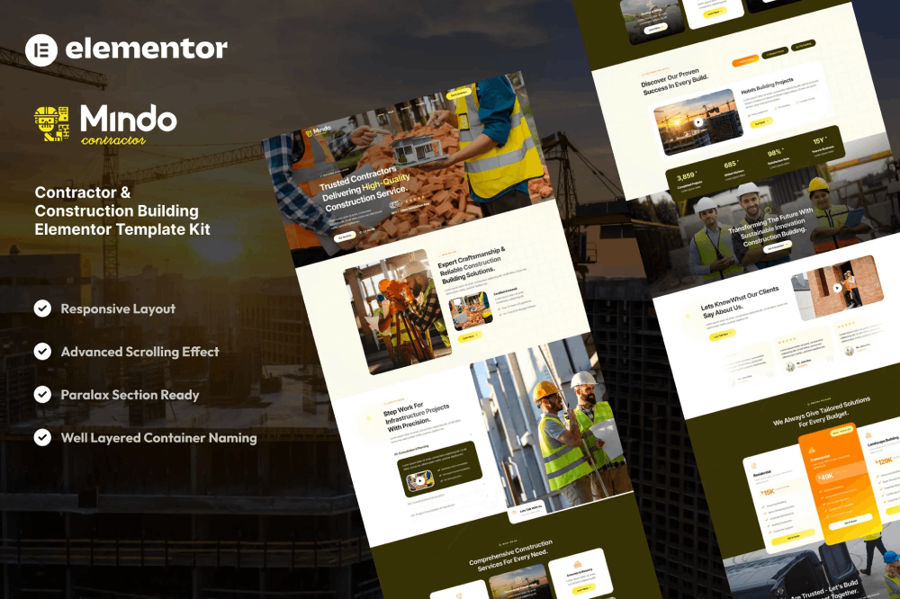 Mindo - Contractor & Construction Building Elementor Template Kit 1 Mindo - Contractor & Construction Building Elementor Template Kit, Elementor Template Kit, Mindo Elementor Template Kit - Free Download