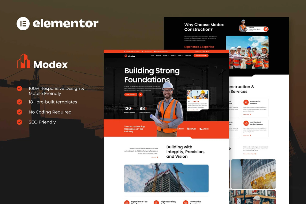 Modex - Construction & Building Services Elementor Template Kit 1 Modex - Construction & Building Services Elementor Template Kit, Elementor Template Kit, Modex Elementor Template Kit - Free Download
