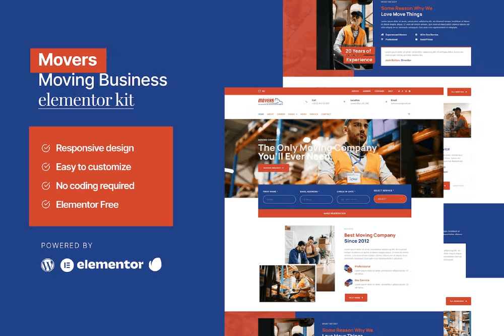 Movers - Moving Business Elementor Template Kit 1 Movers - Moving Business Elementor Template Kit, Elementor Template Kit, Movers Elementor Template Kit - Free Download