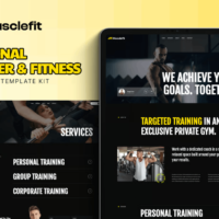 Musclefit - Personal Trainer & Fitness Elementor Template Kit, Elementor Template Kit, Musclefit Elementor Template Kit - Free Download