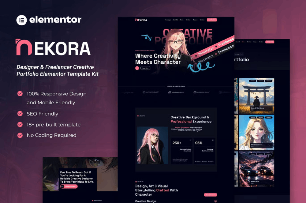Nekora – Designer & Freelancer Creative Portfolio Elementor Template Kit 1 Nekora – Designer & Freelancer Creative Portfolio Elementor Template Kit Cover