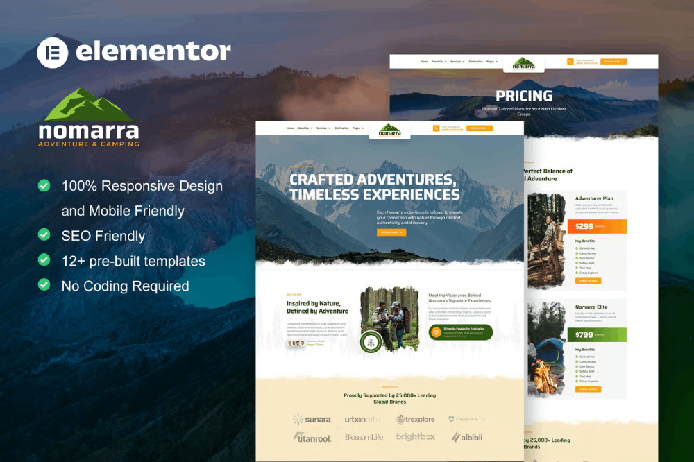 Nomarra - Template kit for Outdoor Adventure Camping Elementor Template Kit 1 Nomarra - Template kit for Outdoor Adventure Camping Elementor Template Kit Cover