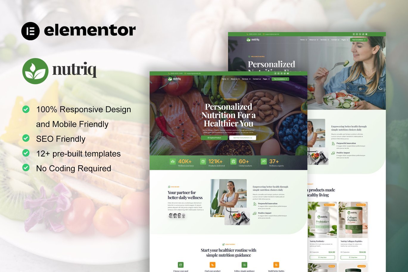 Nutriq - Template kit for Health and Nutrition Elementor Template Kit 1 Nutriq - Template kit for Health and Nutrition Elementor Template Kit Cover