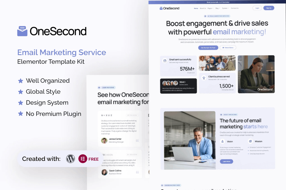 OneSecond Email Marketing Service Elementor Template Kit 1 OneSecond Email Marketing Service Elementor Template Kit, Elementor Template Kit, OneSecond Elementor Template Kit - Free Download