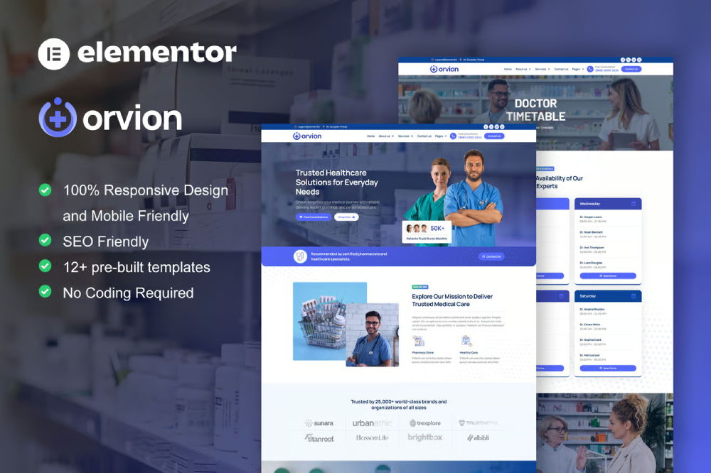 Orvion - Template kit for Pharmacy & Medical Elementor Template Kit 1 Orvion - Template kit for Pharmacy & Medical Elementor Template Kit Cover