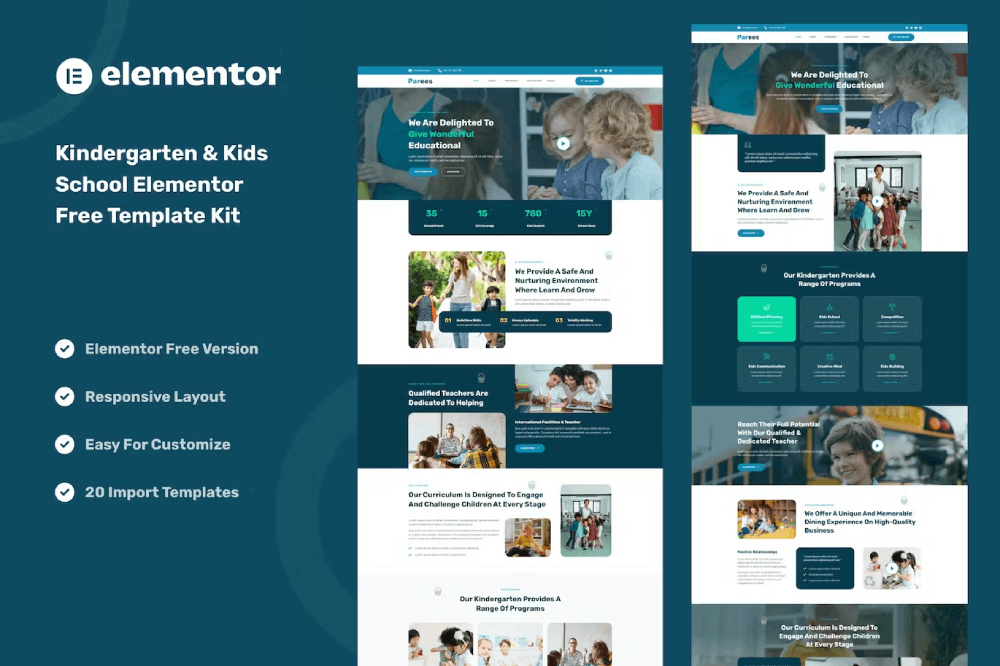 Parees - Kindergarten & Kids School Elementor Template Kit 1 Parees - Kindergarten & Kids School Elementor Template Kit, Elementor Template Kit, Parees Elementor Template Kit - Free Download