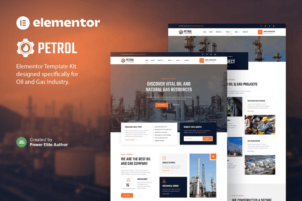 Petrol – Oil & Gas Industry Elementor Template Kit 1 Petrol – Oil & Gas Industry Elementor Template Kit, Elementor Template Kit, Petrol Elementor Template Kit - Free Download