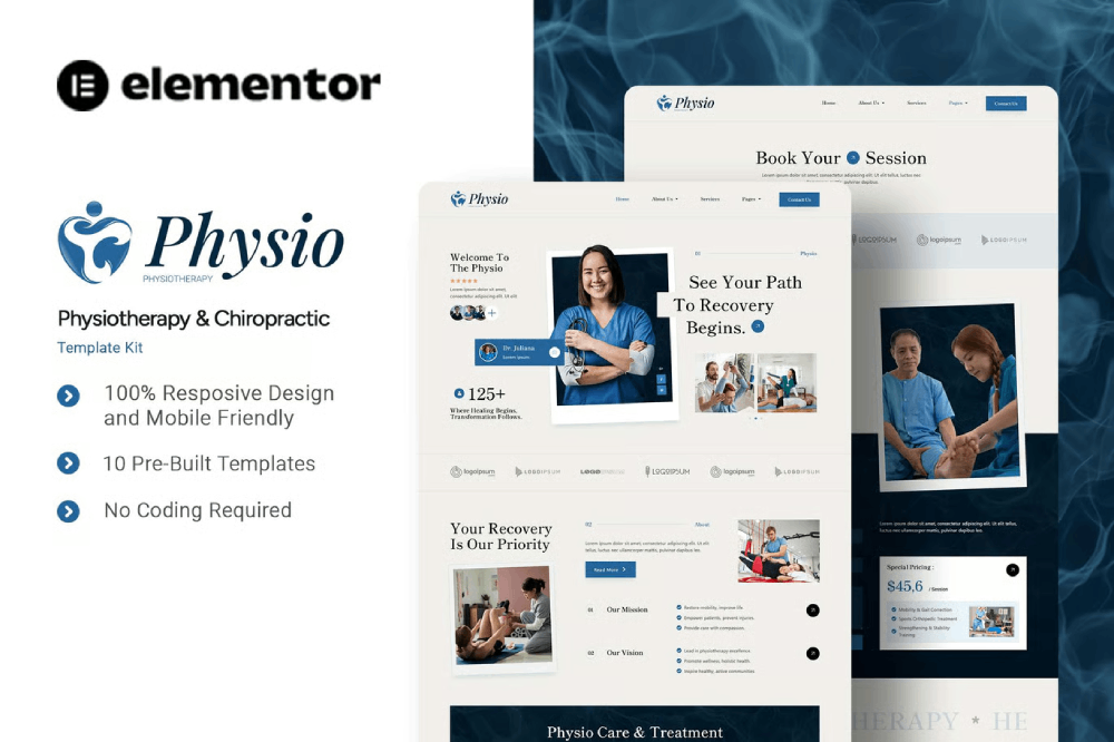 Physio Elementor Template Kit 1 Physio Elementor Template Kit Cover