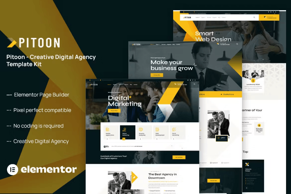 Pitoon - Creative Digital Agency Elementor Template Kit 1 Pitoon - Creative Digital Agency Elementor Template Kit, Elementor Template Kit, Pitoon Elementor Template Kit - Free Download