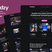 Poddzy - Podcast and Video Streaming Elementor Template Kit, Elementor Template Kit, Poddzy Elementor Template Kit - Free Download