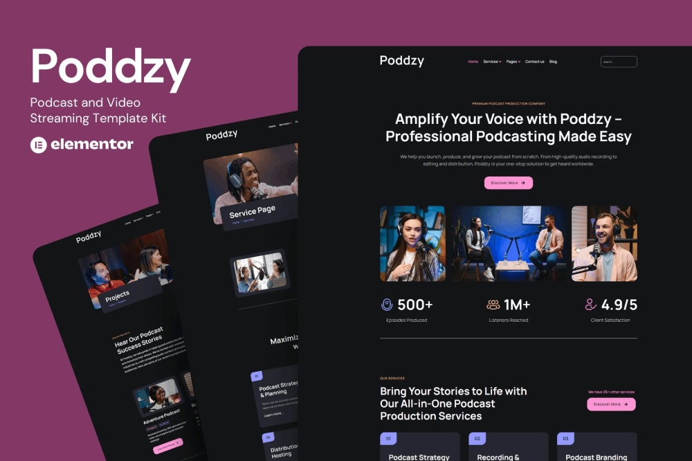 Poddzy - Podcast and Video Streaming Elementor Template Kit 1 Poddzy - Podcast and Video Streaming Elementor Template Kit, Elementor Template Kit, Poddzy Elementor Template Kit - Free Download