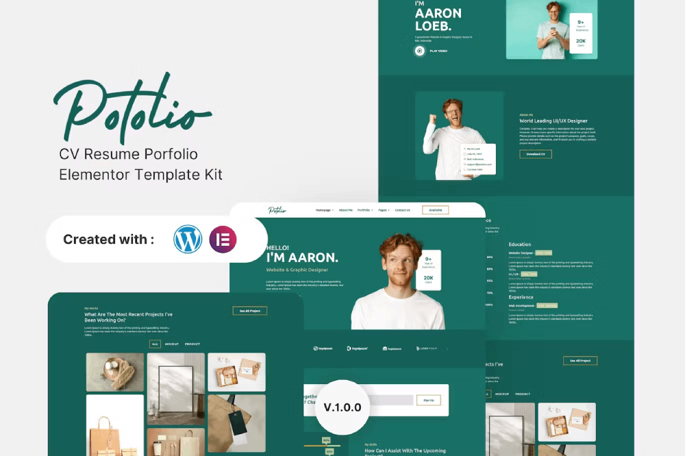 Potolio - CV Resume Porfolio Elementor Template Kit 1 Potolio - CV Resume Porfolio Elementor Template Kit, Elementor Template Kit, Potolio Elementor Template Kit - Free Download