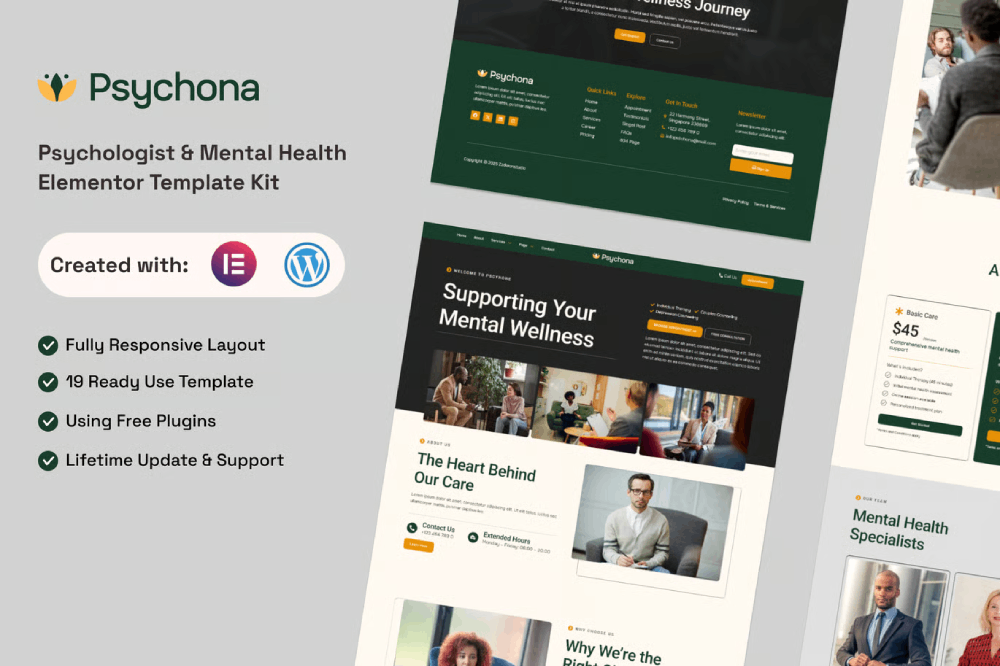 Psychona - Psychologist & Mental Health Elementor Template Kit 1 Psychona - Psychologist & Mental Health Elementor Template Kit Cover