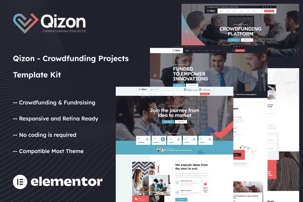 Qizon - Crowdfunding Projects Elementor Template Kit 1 Qizon - Crowdfunding Projects Elementor Template Kit, Elementor Template Kit, Qizon Elementor Template Kit - Free Download