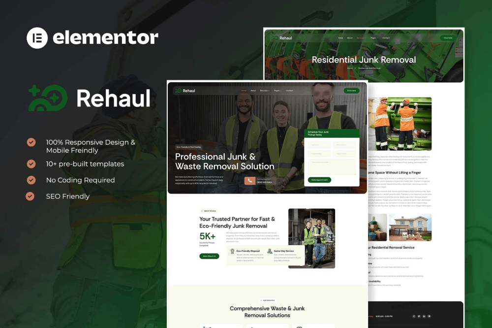 Rehaul - Junk Removal & Waste Management Elementor Template Kit 1 Rehaul - Junk Removal & Waste Management Elementor Template Kit Cover