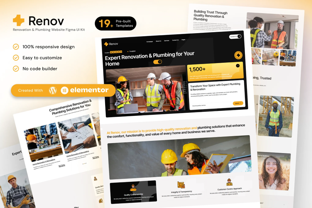 Renov - Renovation & Plumbing Elementor Template Kit 1 Renov - Renovation & Plumbing Elementor Template Kit, Elementor Template Kit, Renov Elementor Template Kit - Free Download