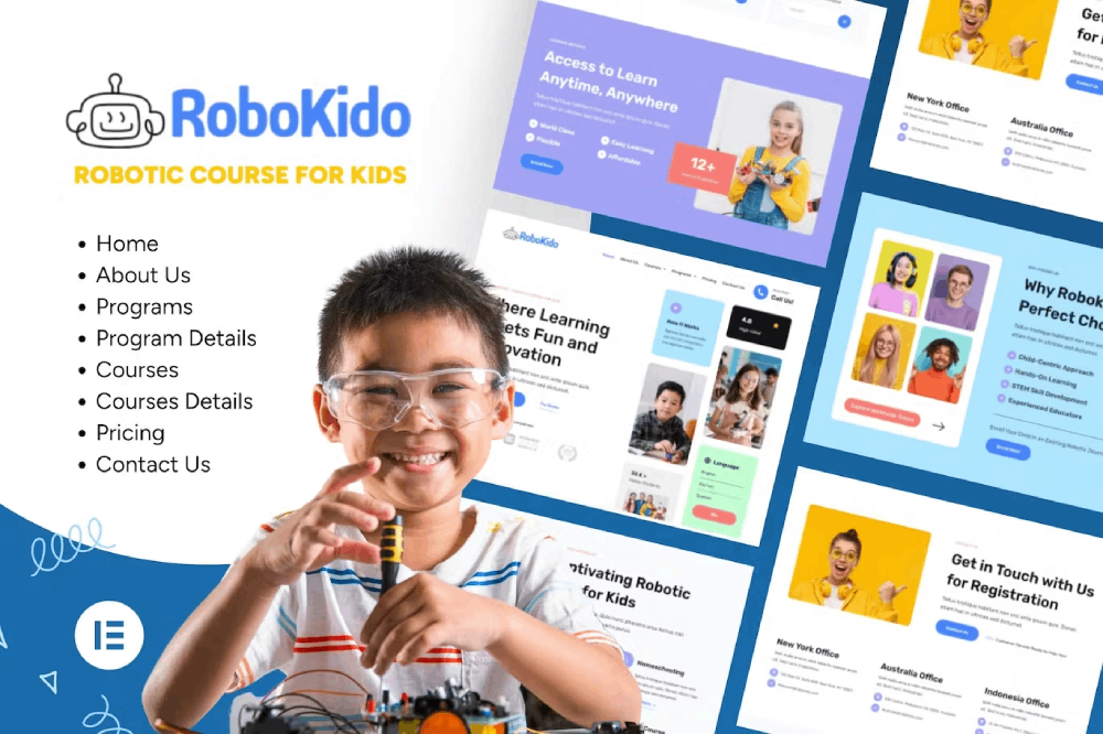 Robokido - Robotic Course for Kids Elementor Template Kit 1 Robokido - Robotic Course for Kids Elementor Template Kit, Elementor Template Kit, Robokido Elementor Template Kit - Free Download