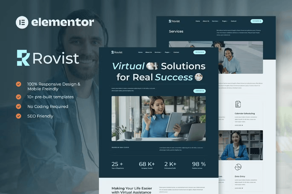Rovist - Virtual Assistant Service Elementor Template Kit 1 Rovist - Virtual Assistant Service Elementor Template Kit, Elementor Template Kit, Rovist Elementor Template Kit - Free Download