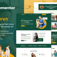 RoxVet - Veterinary & Pet Care Services Elementor Template Kit, Elementor Template Kit, RoxVet Elementor Template Kit - Free Download