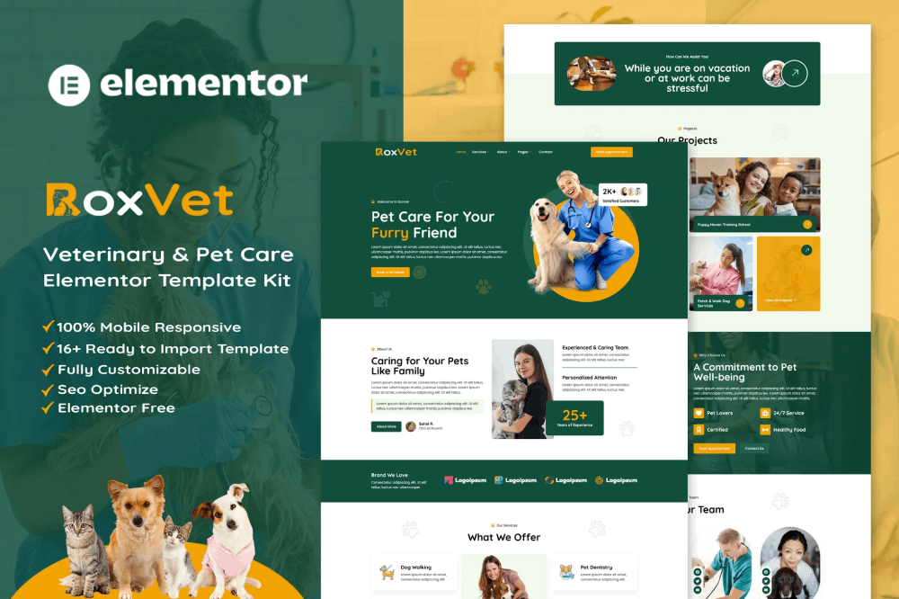 RoxVet - Veterinary & Pet Care Services Elementor Template Kit 1 RoxVet - Veterinary & Pet Care Services Elementor Template Kit, Elementor Template Kit, RoxVet Elementor Template Kit - Free Download