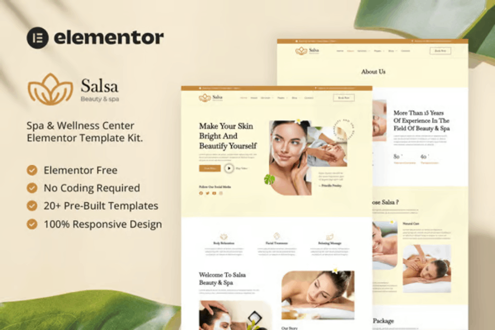 Salsa - Beauty & Spa Elementor Elementor Template Kit 1 Salsa - Beauty & Spa Elementor Elementor Template Kit, Elementor Template Kit, Salsa Elementor Template Kit - Free Download