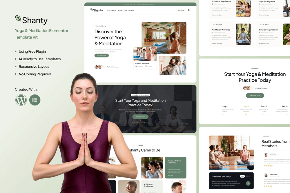 Shanty - Yoga & Meditation Elementor Template Kit 1 Shanty - Yoga & Meditation Elementor Template Kit Cover