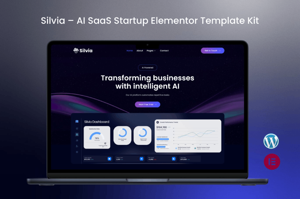 Silvia - AI SaaS Startup Elementor Template Kit 1 Silvia - AI SaaS Startup Elementor Template Kit Cover