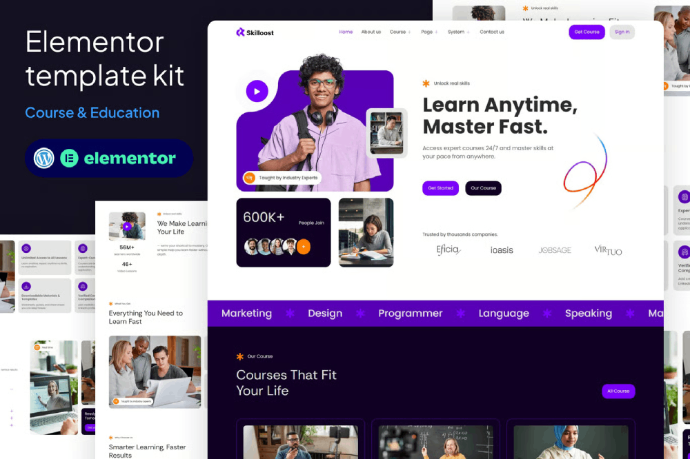 Skillite - Online Course & Education Elementor Kit Elementor Template Kit 1 Skillite - Online Course & Education Elementor Kit Elementor Template Kit Cover
