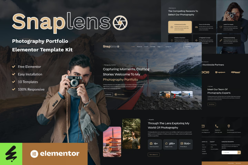 Snaplens - Photography Portfolio Elementor Template Kit 1 Snaplens - Photography Portfolio Elementor Template Kit, Elementor Template Kit, Snaplens Elementor Template Kit - Free Download