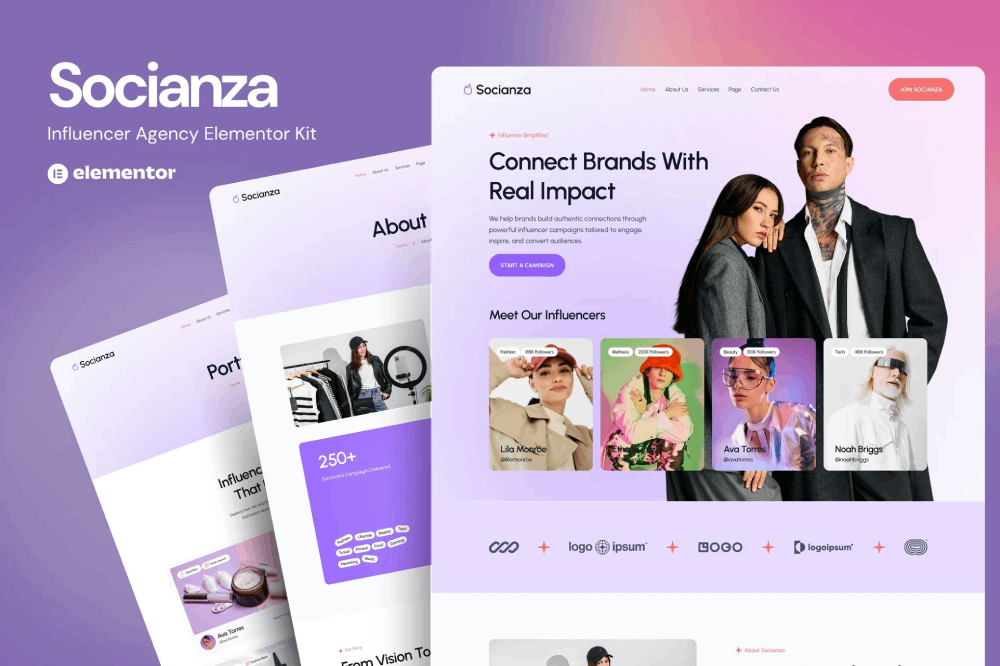 Socianza - Influencer Agency Elementor Template Kit 1 Socianza - Influencer Agency Elementor Template Kit Cover